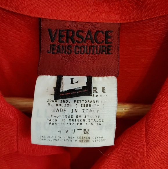 Gianni Versace Men's Red Short Sleeved Linen - Picture 7 of 7